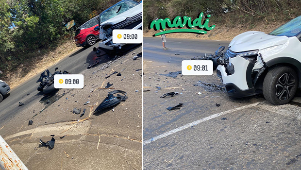 saint pierre accident grave entre une moto et un vehicule
